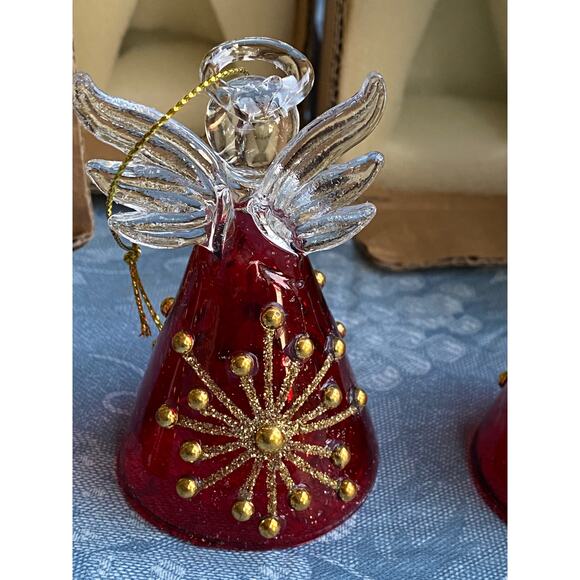 Glass angels red and gold. Set of Three (3) Christmas Ornaments NIB - Picture 12 of 16